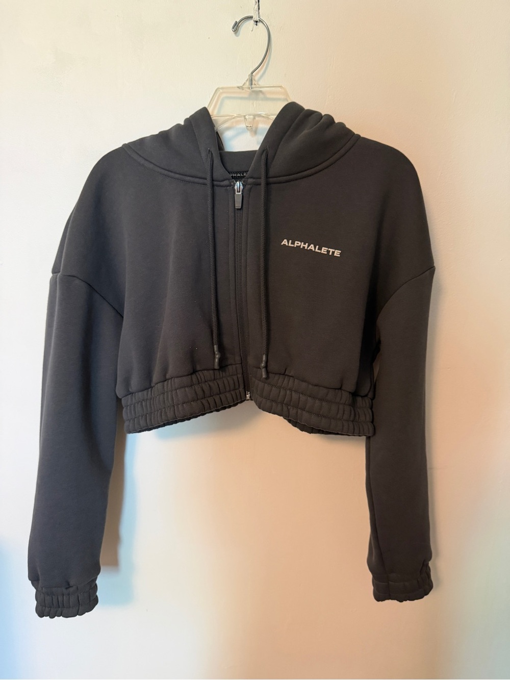 Alphalete Gray Cropped Zip Hoodie Jacket